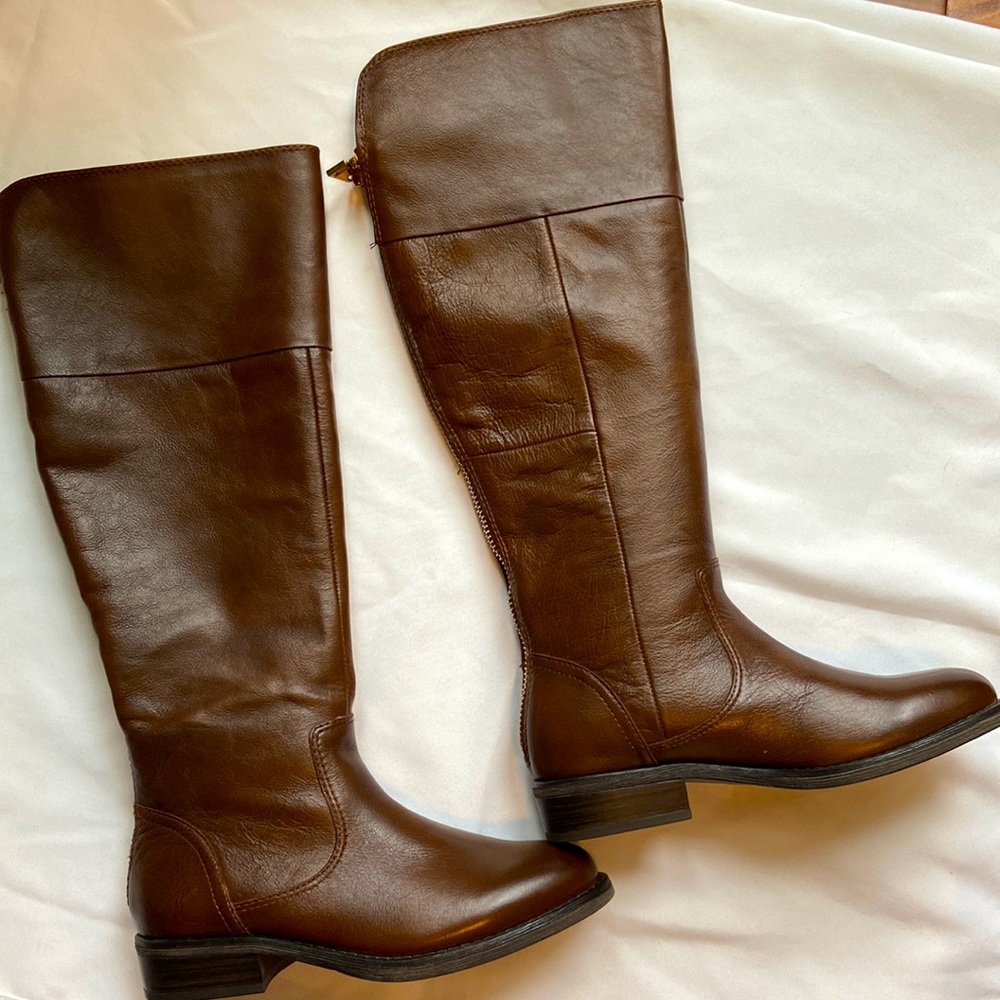 NIB! ALDO Tall BROWN boots with gold zipper! $99 free shipping! SZ 6.5 New!
